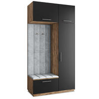 GARDEROBENSCHRANK REMA 120/240/60 cm Modern Eichefarben - Eichefarben/Schwarz, Holzwerkstoff (120/240/60cm) - MASSENO
