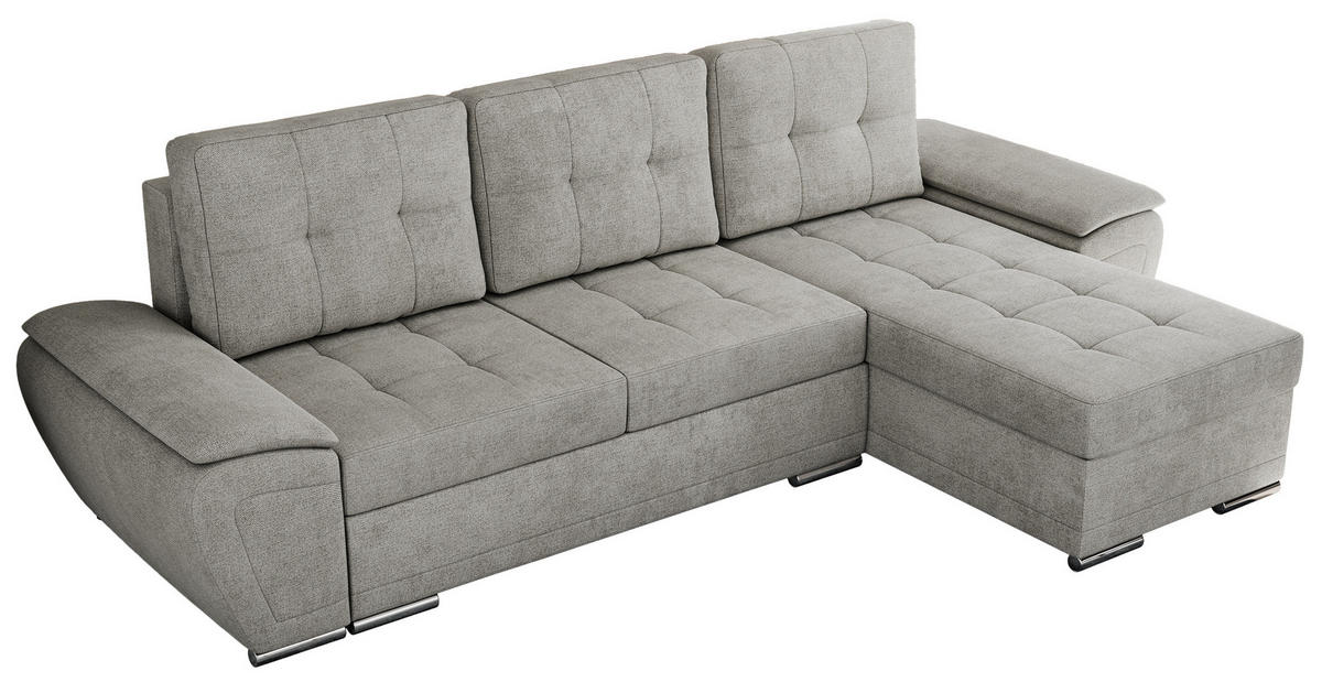 ECKSOFA UMBRIA L Hellgrau Stukture - Hellgrau/Grau, Textil (271/157cm) - MKS