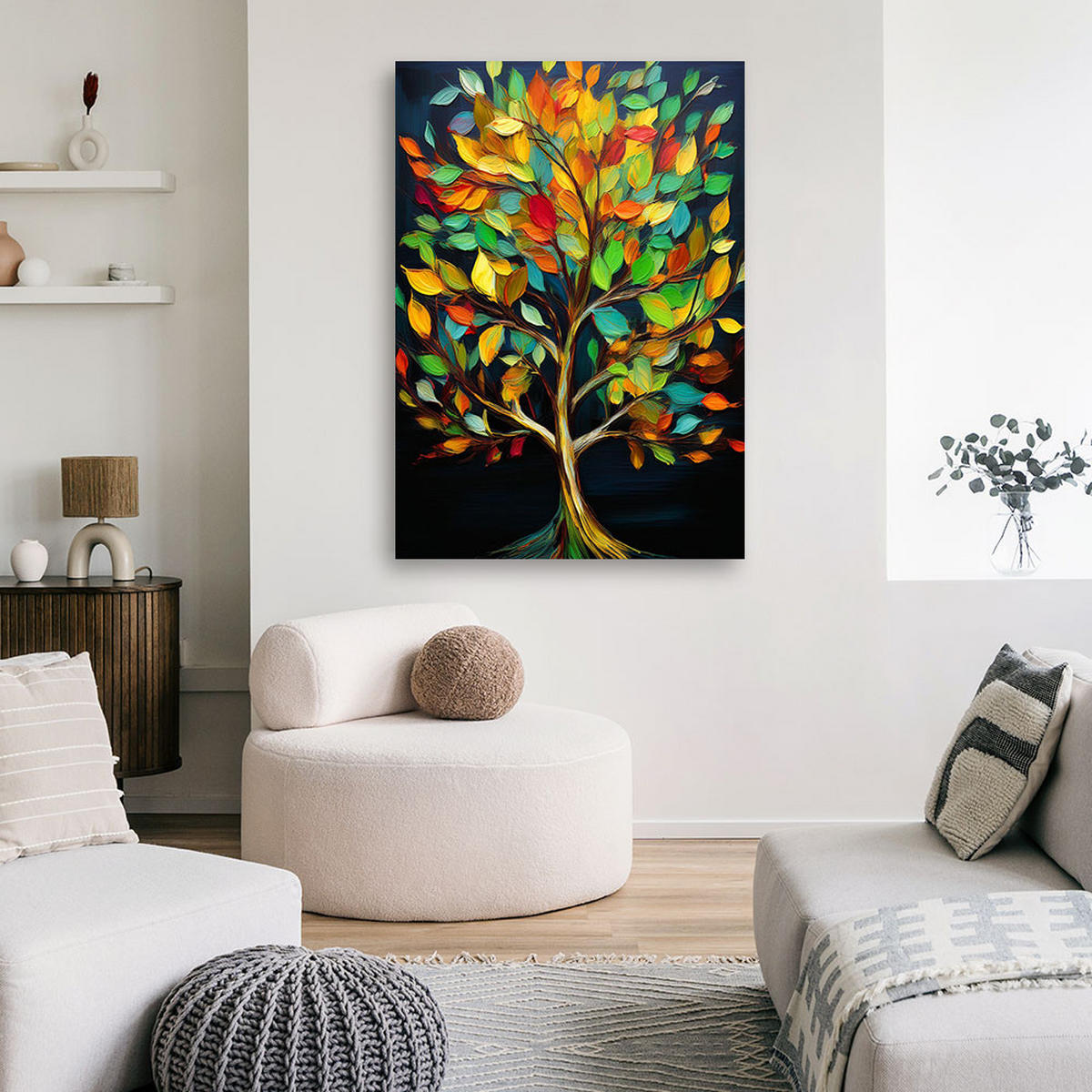 WANDBILD baum bunte blätter abstraktion - Multicolor, Textil (40/60cm) - Feeby