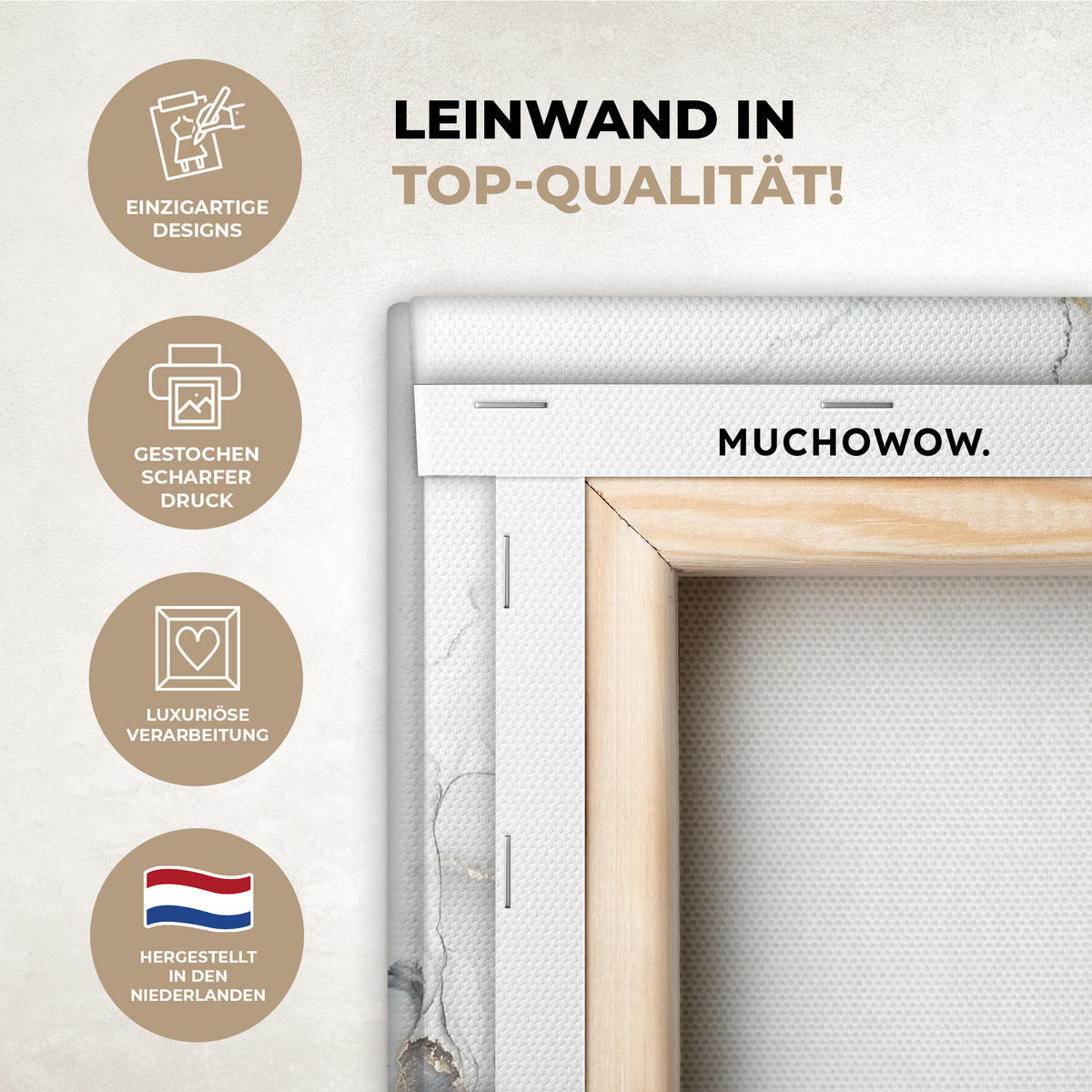 LEINWANDBILD Marmor - Schwarz - Weiß - Gold - Luxus - Abstrakt Deko Wohnzimmer 20x30 cm - Goldfarben, Textil (20/30cm) - MuchoWow