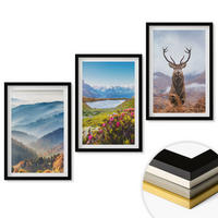 WANDBILDER 3er-Set - 40x60 cm Schwarzer Rahmen - Natur des Bergseehirsches - Schwarz, Kunststoff (40/60cm) - ArtPrintCave