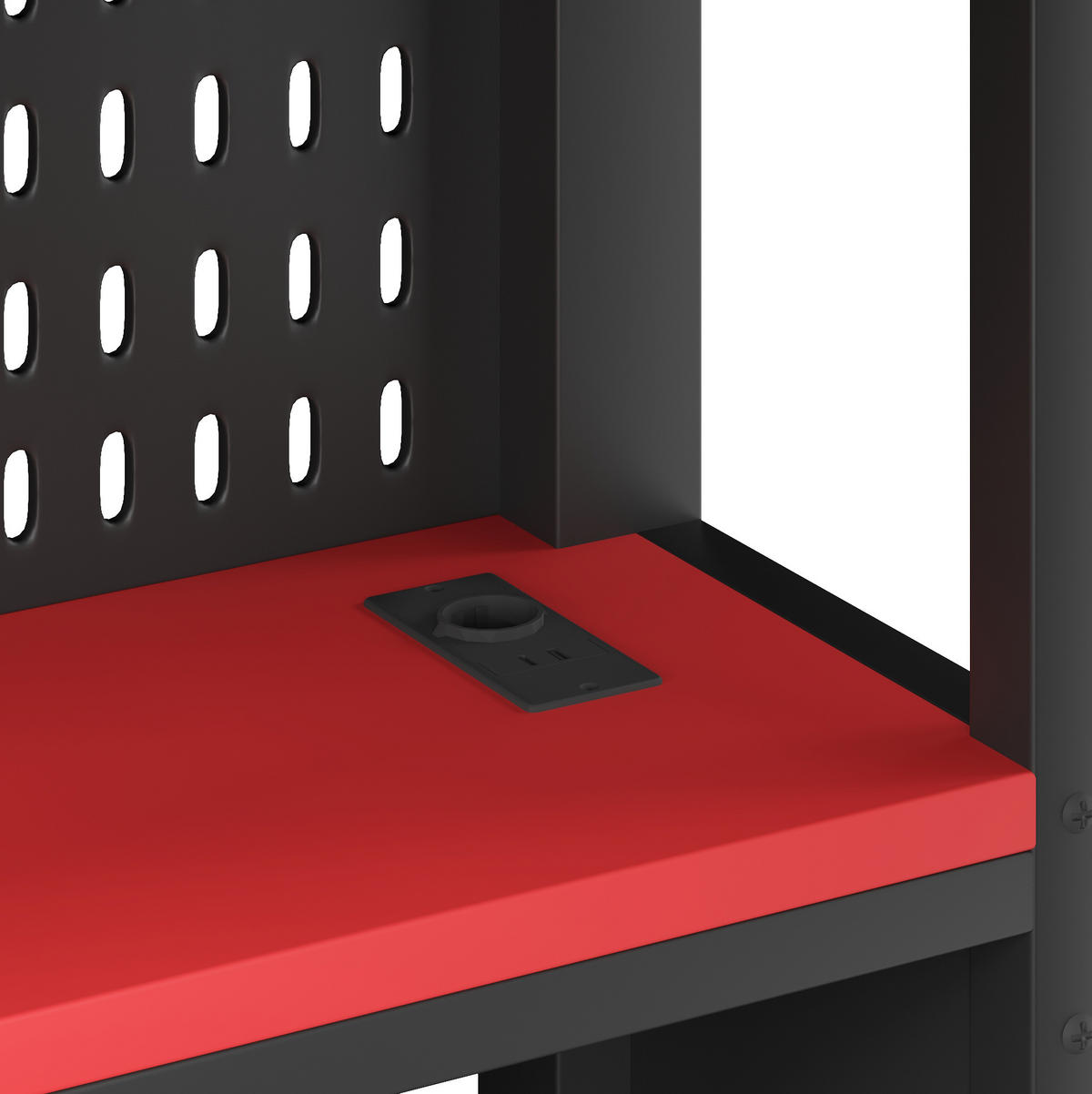 HOCHBETT aus MDF und Metall 140x200 cm Schwarz mit Schreibtisch, LED-Beleuchtung und Regalen - Schwarz, Holzwerkstoff (140/200cm) - Modfu
