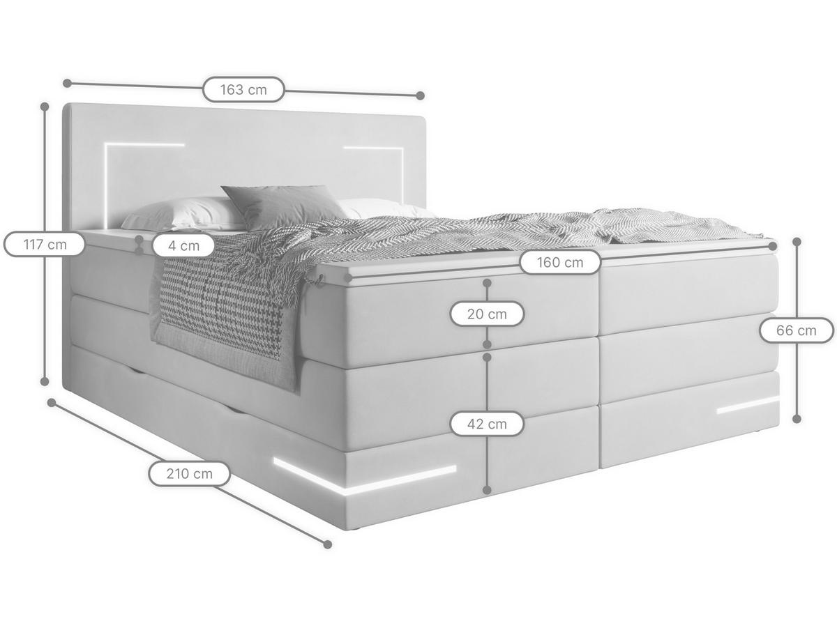 BOXSPRINGBETT Detroit anthrazit 160/200 cm H3/H4 Samt - Anthrazit, Textil (160/200cm) - wonello