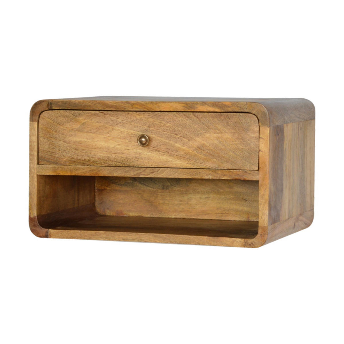 NACHTTISCH aus Massivholz - Eichefarben/Messingfarben, Holz/Metall (45/25/32cm) - Artisan Furniture