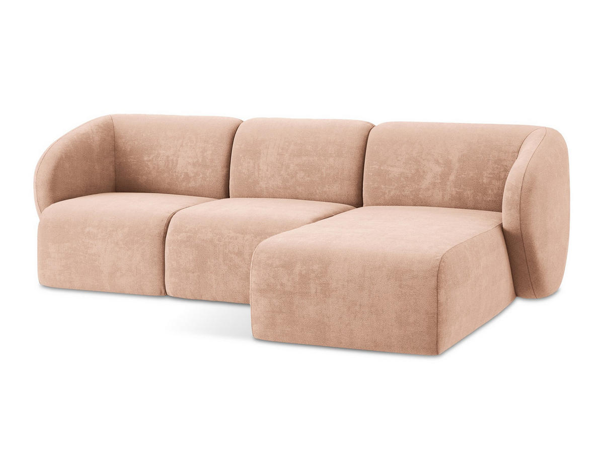 ECKSOFA Rechts Chenille Stoff Pink - Koralle/Schwarz, Holzwerkstoff/Kunststoff (248/166cm) - Makamii