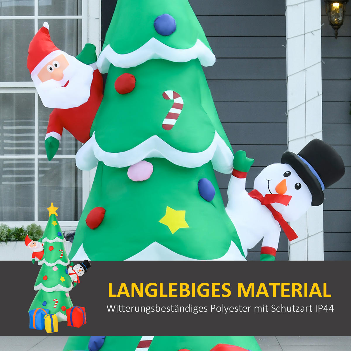 AUFBLASBARER Weihnachtsbaum, Polyester, Grün - Grün, Kunststoff (125/210/144cm) - HOMCOM