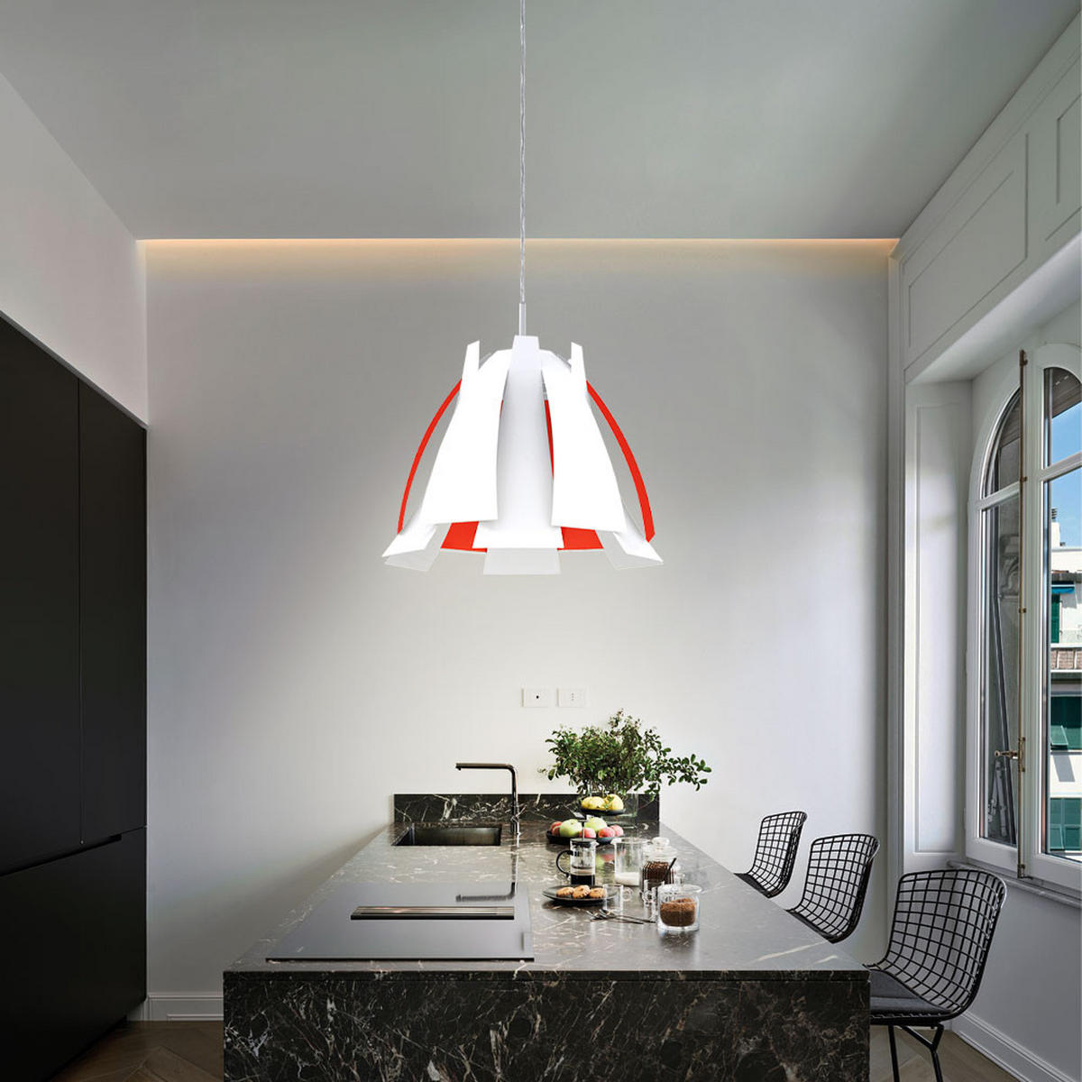 HÄNGELEUCHTE Metall Weiß Orange - Weiß, Metall (43.5/43.5/110cm)