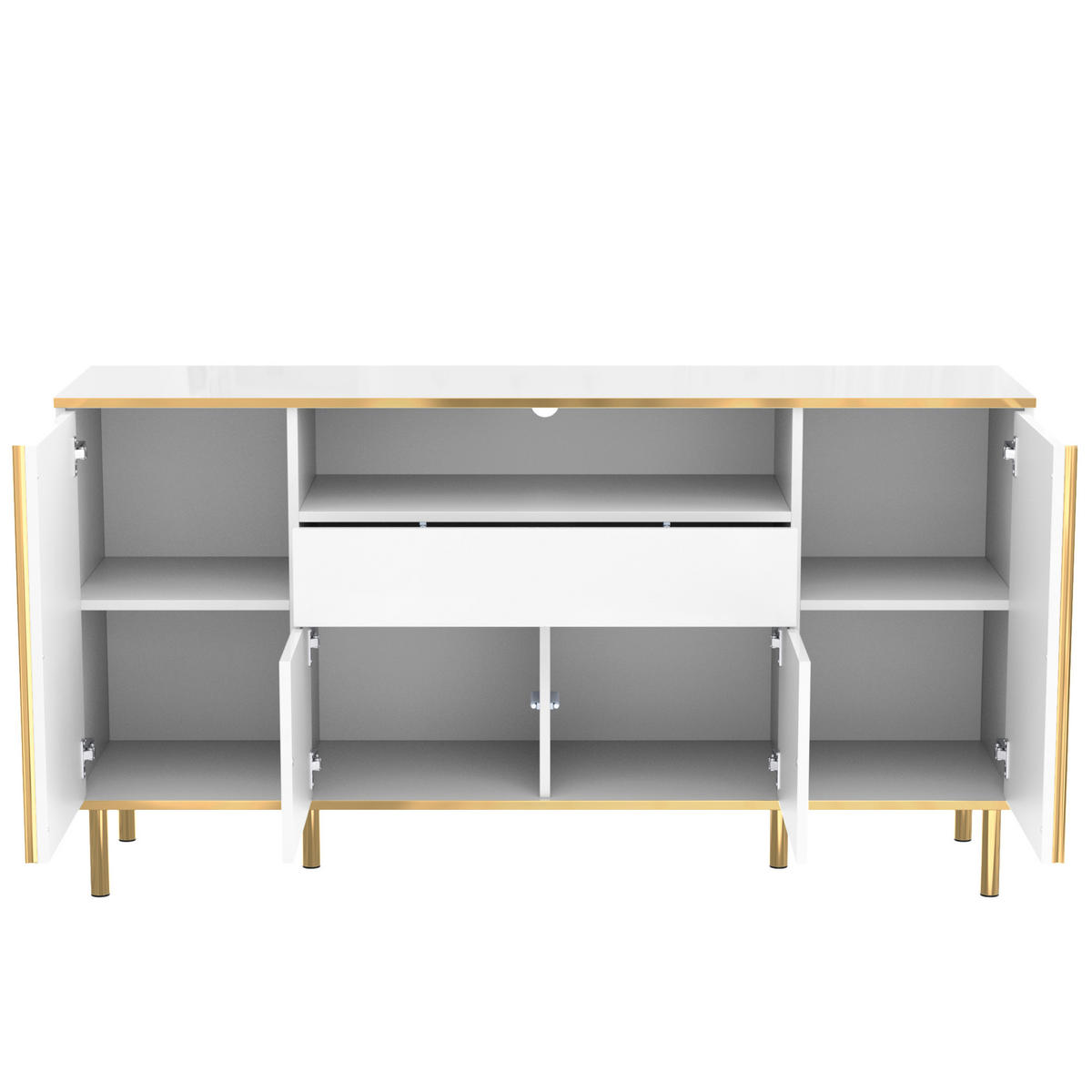 SIDEBOARD 150/40/80 cm weiß aus MDF mit LED-Beleuchtung - Weiß, Holzwerkstoff (150/80/40cm) - OKWISH