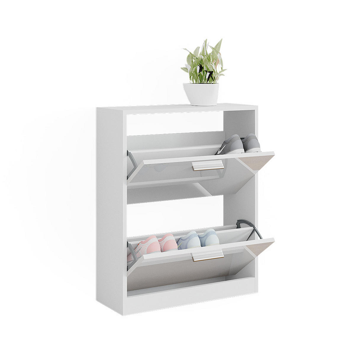 SCHUHSCHRANK Gizmo Weiß Hochglanz 59 x 72.5 cm 2 Fächern - Weiß Hochglanz, Holzwerkstoff (59/72.5/22cm) - Vicco