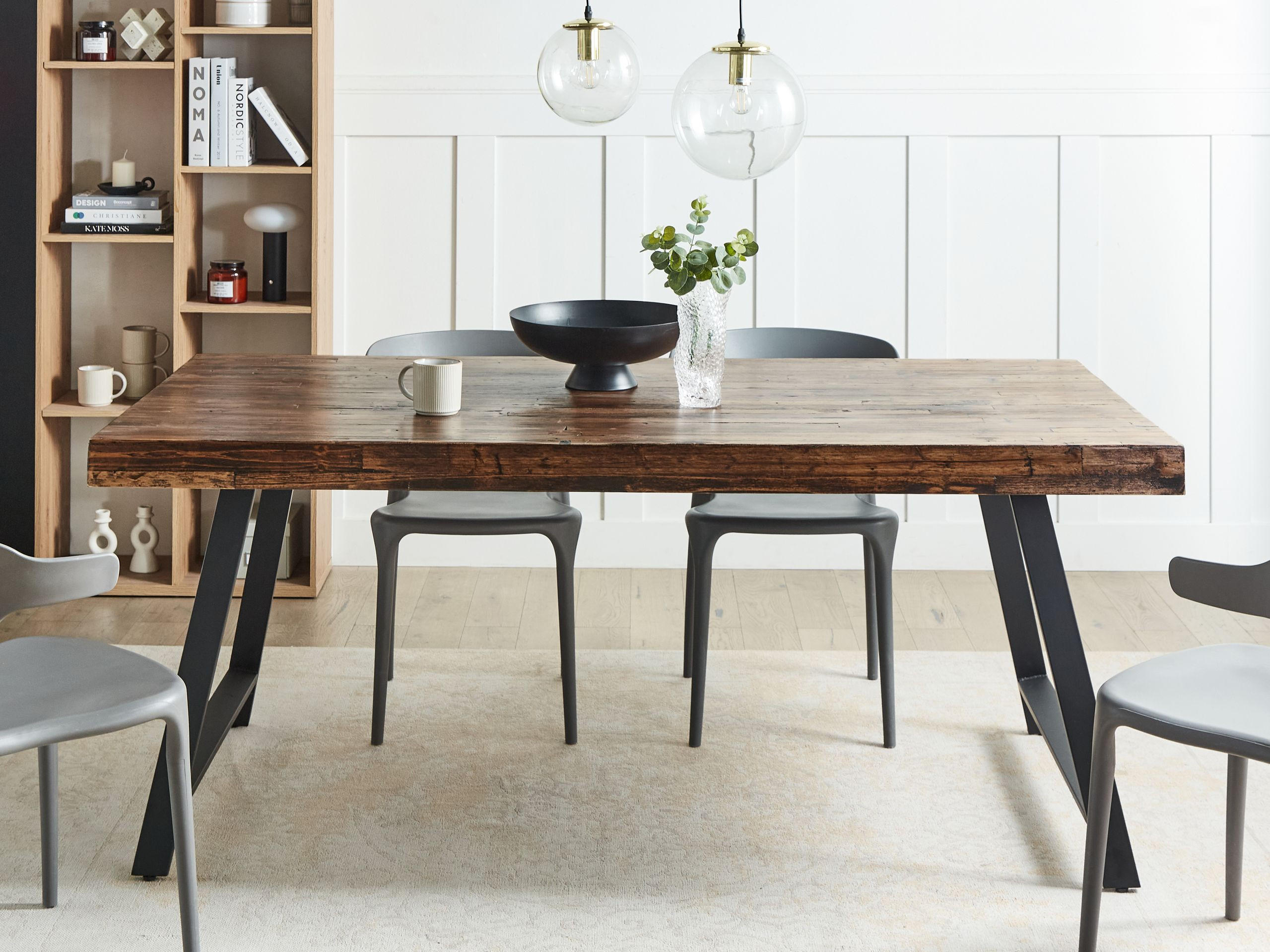ESSTISCH 180/90 Dunkler Holzfarbton/Schwarz Warton - Dunkelbraun/Schwarz, Holz (180/90/74cm) - Beliani