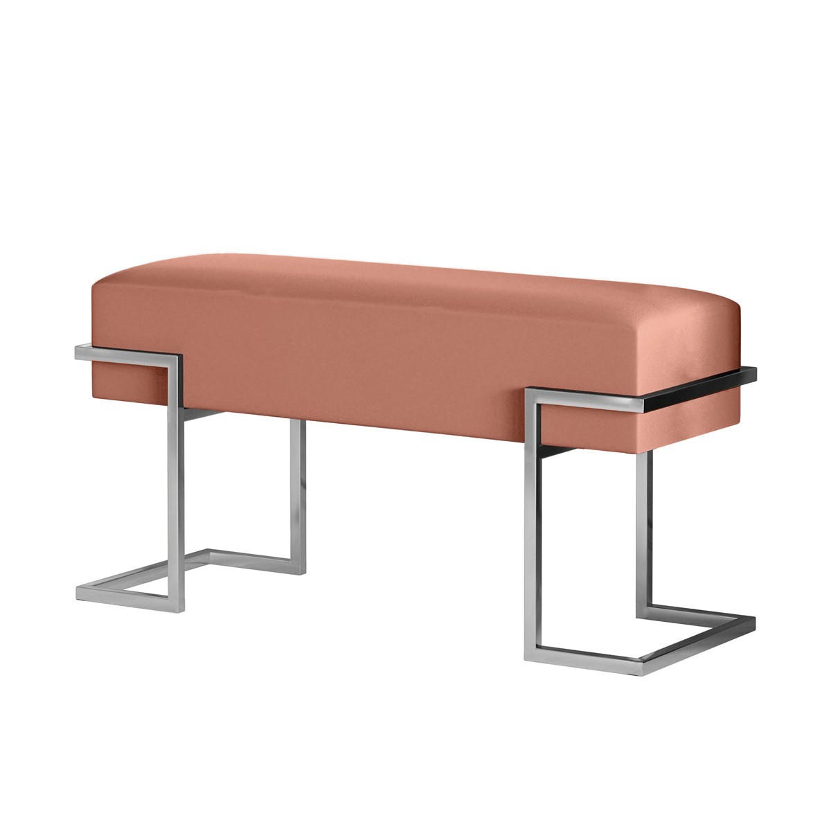 Bettso Polsterbank Pink, Chrom 100x42x34 cm