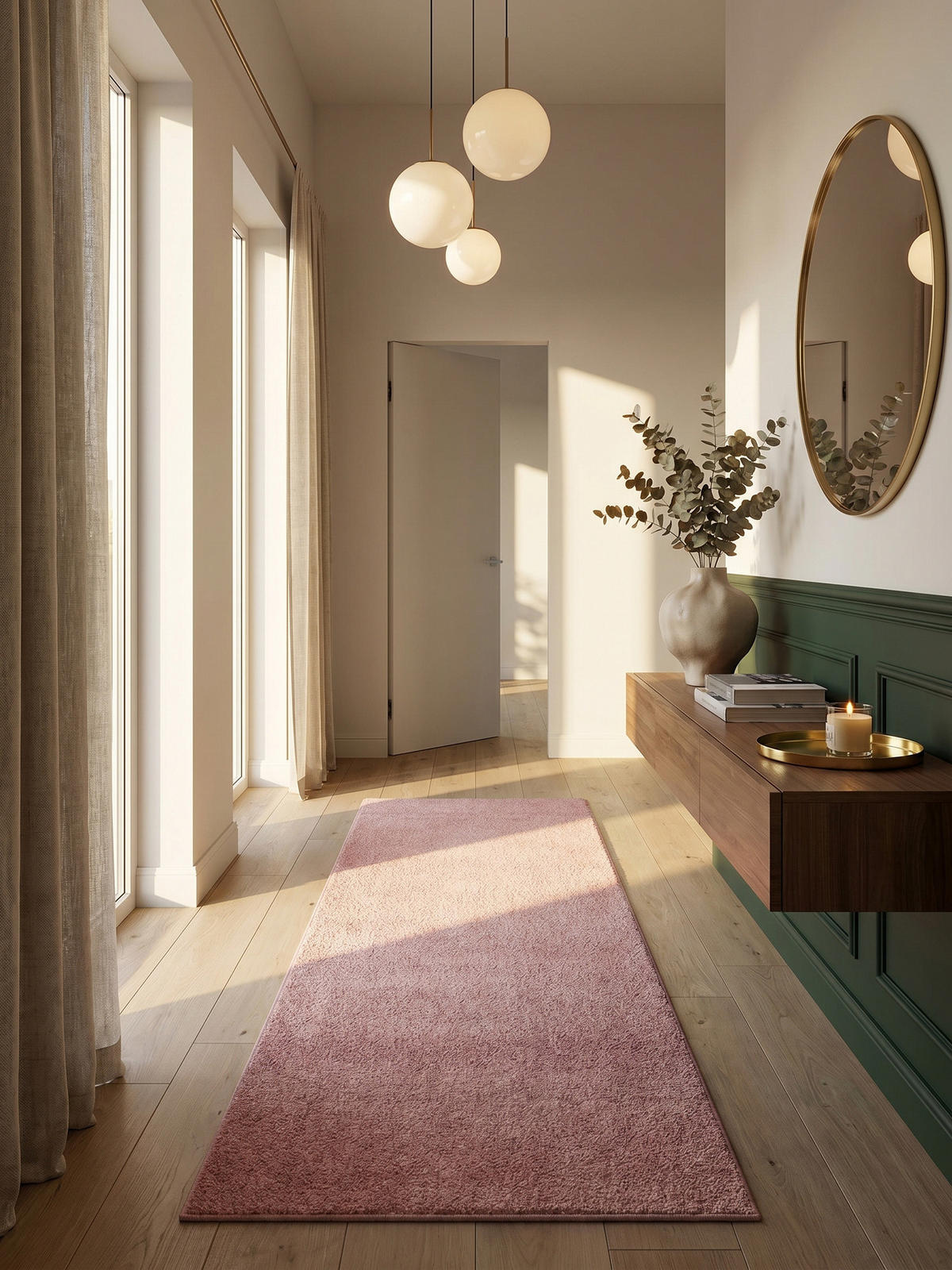 TEPPICH Waschbar Uni Modern Schlafzimmer Strapazierfähig Läufer Rosa 80x250 cm OEKO-TEX Flur – MAIN - Rosa, Textil (250/80cm) - KADIMA DESIGN