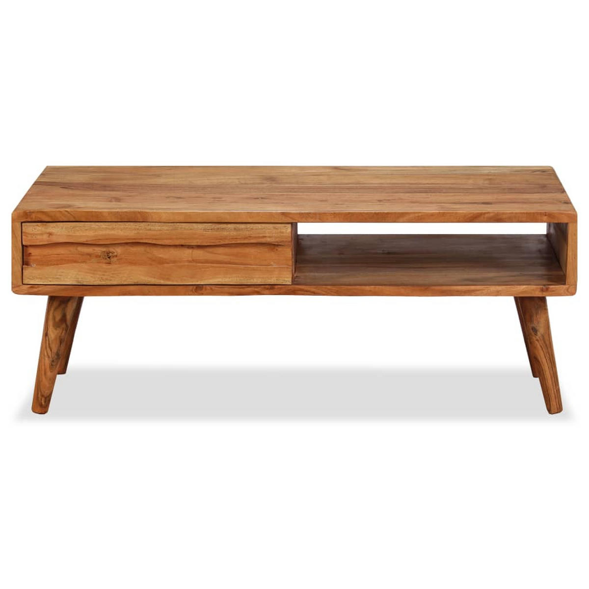 COUCHTISCH mit Schublade Massivholz Geschnitzt 100x50x40 cm - Braun, Holzwerkstoff (100/50/40cm) - furnicato