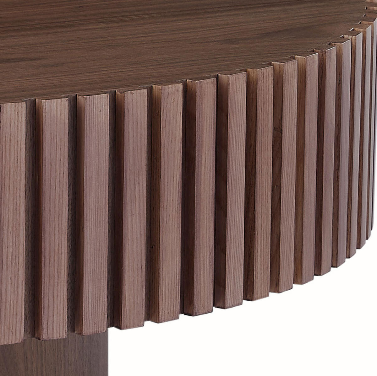 COUCHTISCH 87 cm in Walnuss mit Massivholzrahmen und Rillendetail - Walnussfarben, Holzwerkstoff (80/80/35cm) - BEAOK