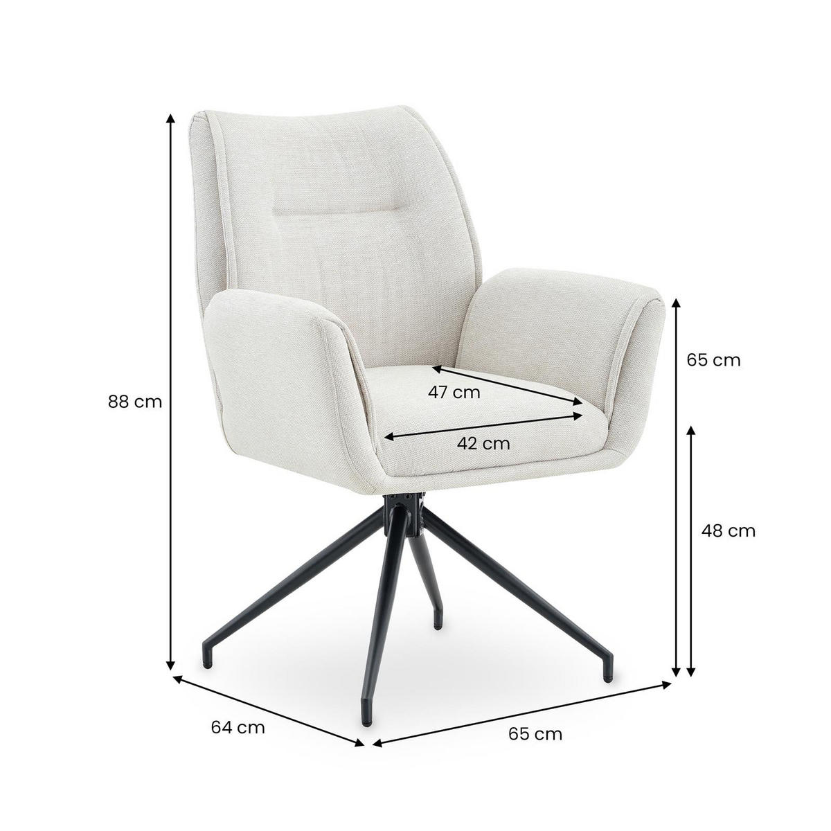 ESSZIMMERSTÜHLE LIRA 2er-Set cremeweiß - Creme, Textil (65/88/64cm) - IDIMEX