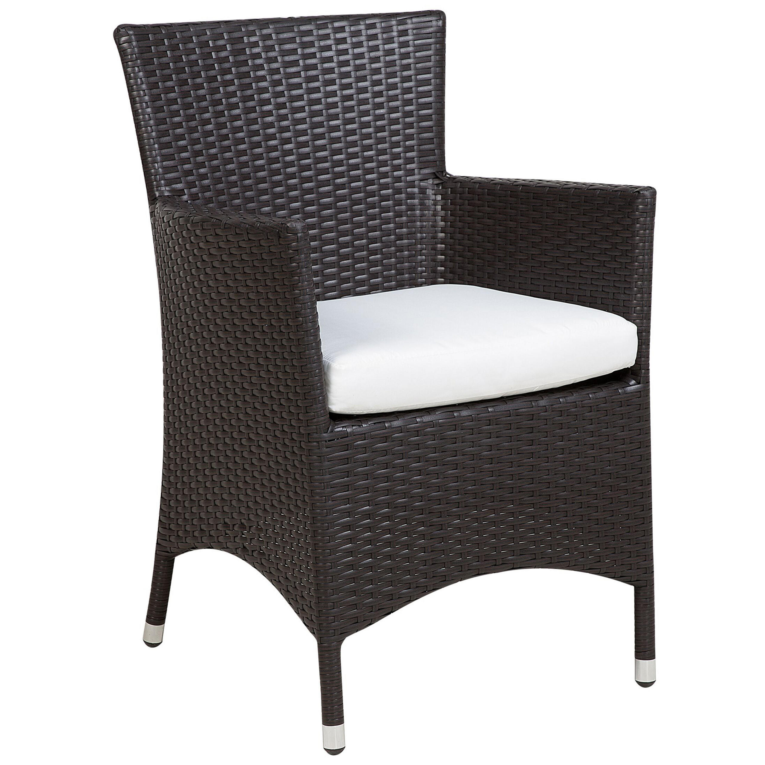GARTENSESSEL 2er-Set PE Rattan cremeweiß Italy - Braun, Kunststoff (52/86/52cm) - Beliani