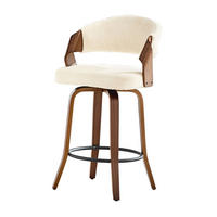 BARHOCKER 2er-Set mit Rückenlehne und Metallfuß Weiß - Weiß, Holz (42/95/51cm) - MIVRAY