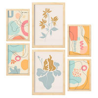POSTER Set Mit 6 Ethikstile 2 In Blume Zusammenfassung Ästhetische Dekorative Gemälde Für Ihr Wohnzimmer Zuhause A3 & A4 Rahmen Aus Hellem Holz - Beige, Papier (29/3cm) - Nacnic