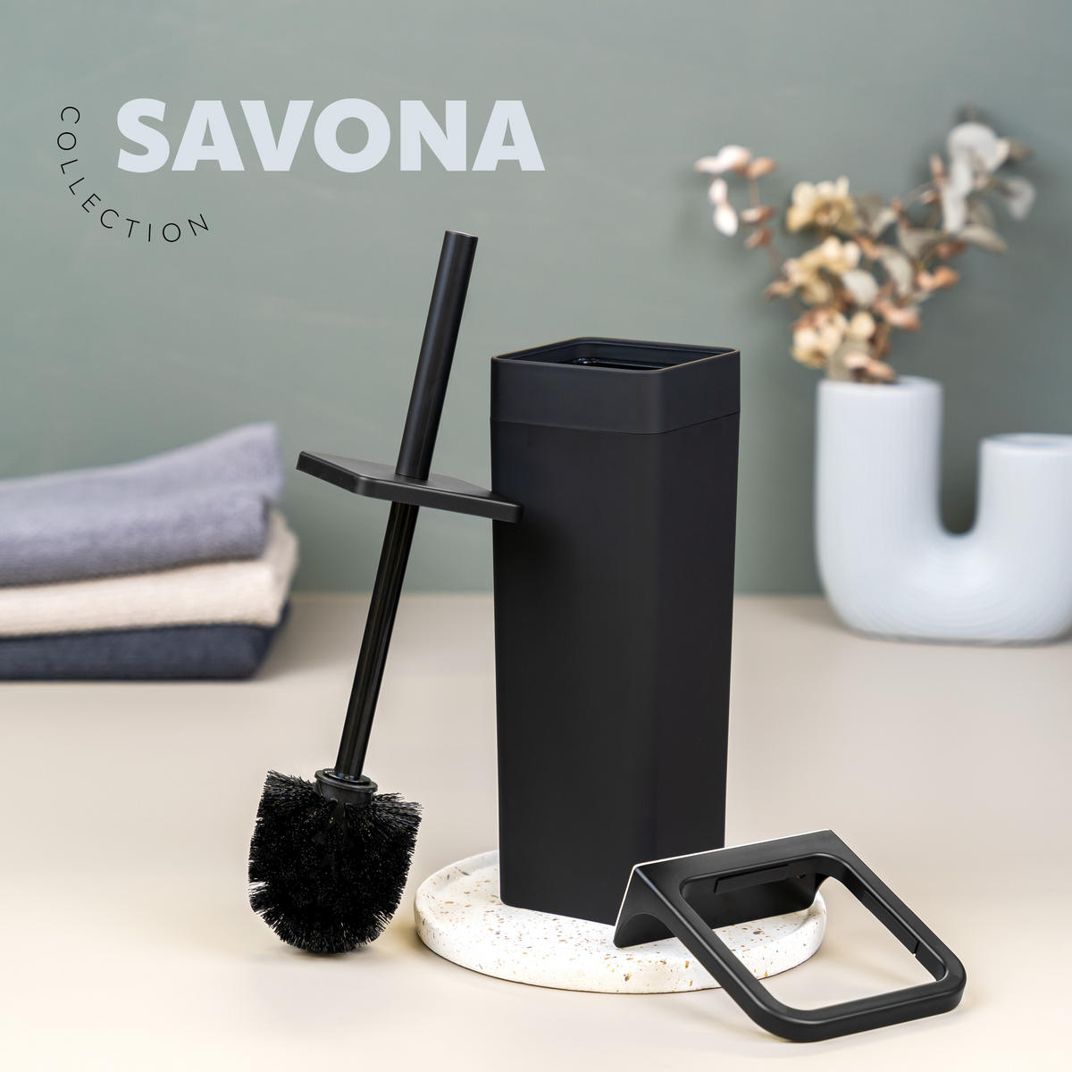 WC-GARNITUR SAVONA, schwarz, Kunststoff - Schwarz, Kunststoff (12/36.5/13cm) - bremermann