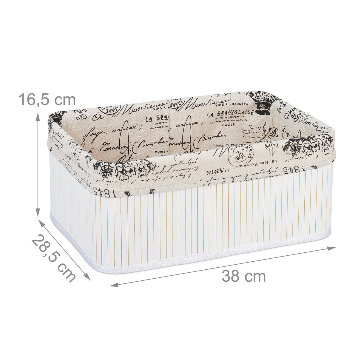 AUFBEWAHRUNGSKORB - Multicolor, Holz/Textil (38/16.5/28.5cm) - Relaxdays