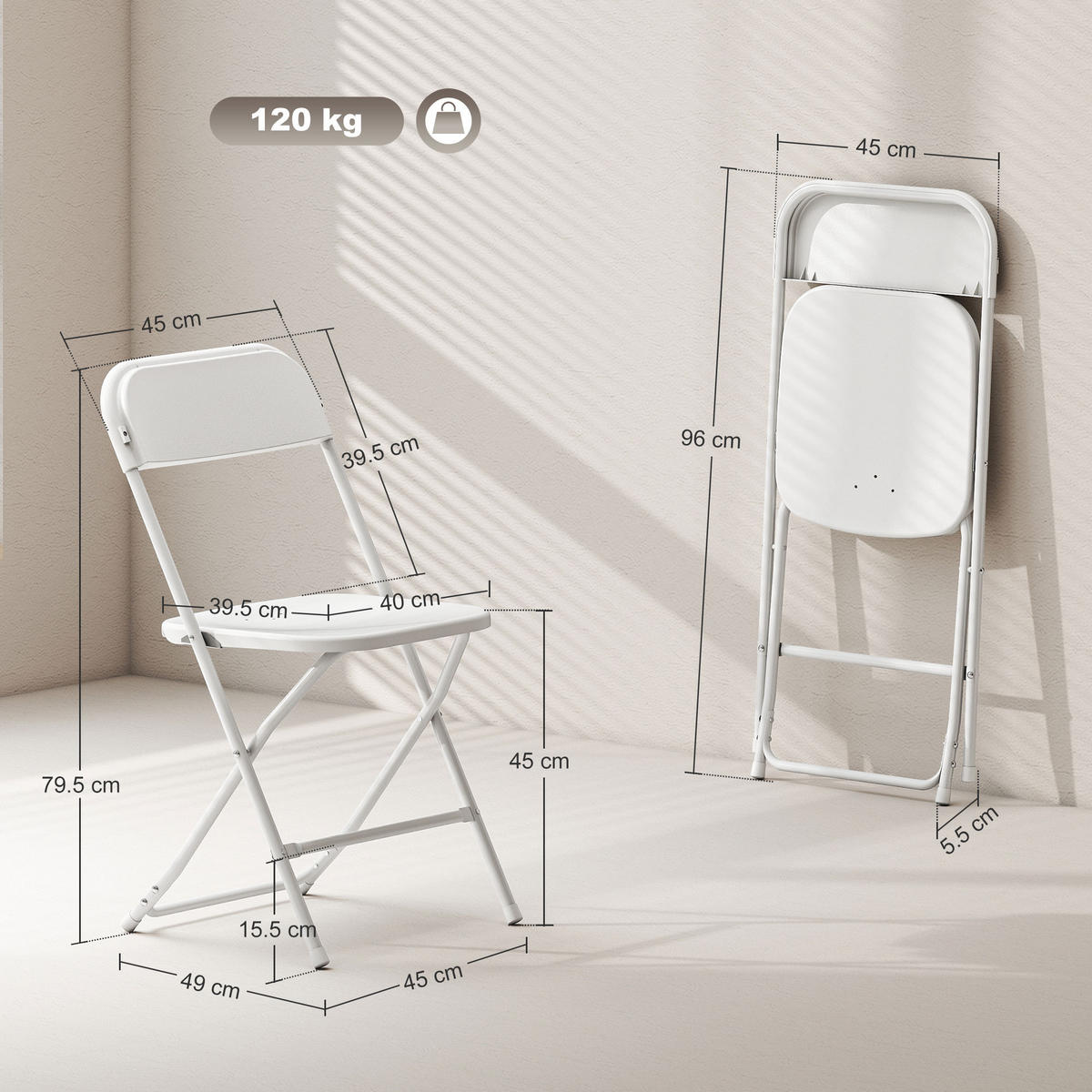 KLAPPSESSEL Weiß 4 Stück - Weiß, Kunststoff (45/79.5/49cm) - GiPP