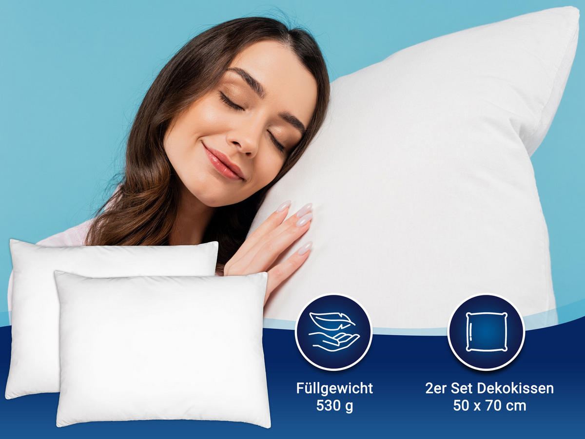 KISSEN, 2er-Set, 50x70 cm, 100% Polyester, Weiß - Weiß, Textil (50/70cm) - Zollner