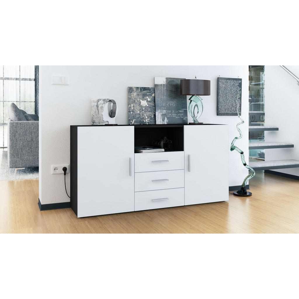 Thumbnail - Vladon Sideboard, Weiß, Holzwerkstoff, 138.5x71.5x35 cm, Wohnzimmer, Kommoden & Sideboards, Sideboards