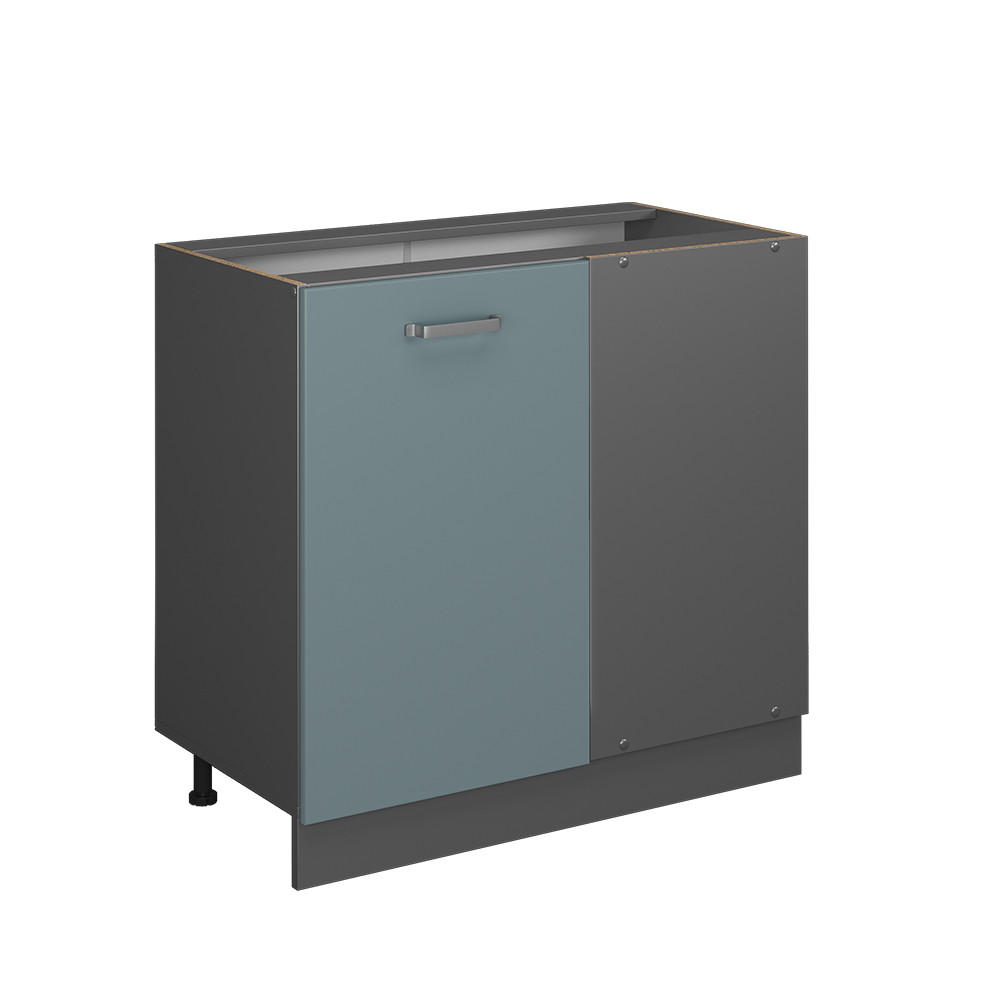 ECKUNTERSCHRANK R-Line Blau-Grau 86 cm ohne AP - Anthrazit/Blaugrau, Holzwerkstoff (86/81.6/46cm) - Vicco