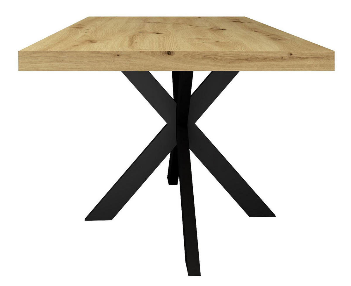 ESSTISCH Elgin 2 210x80x100 Metall+Holzwerkstoff Schwarz/Asteiche - Schwarz/Eiche Artisan, Holzwerkstoff (210/100/80cm) - 58aufmkessel