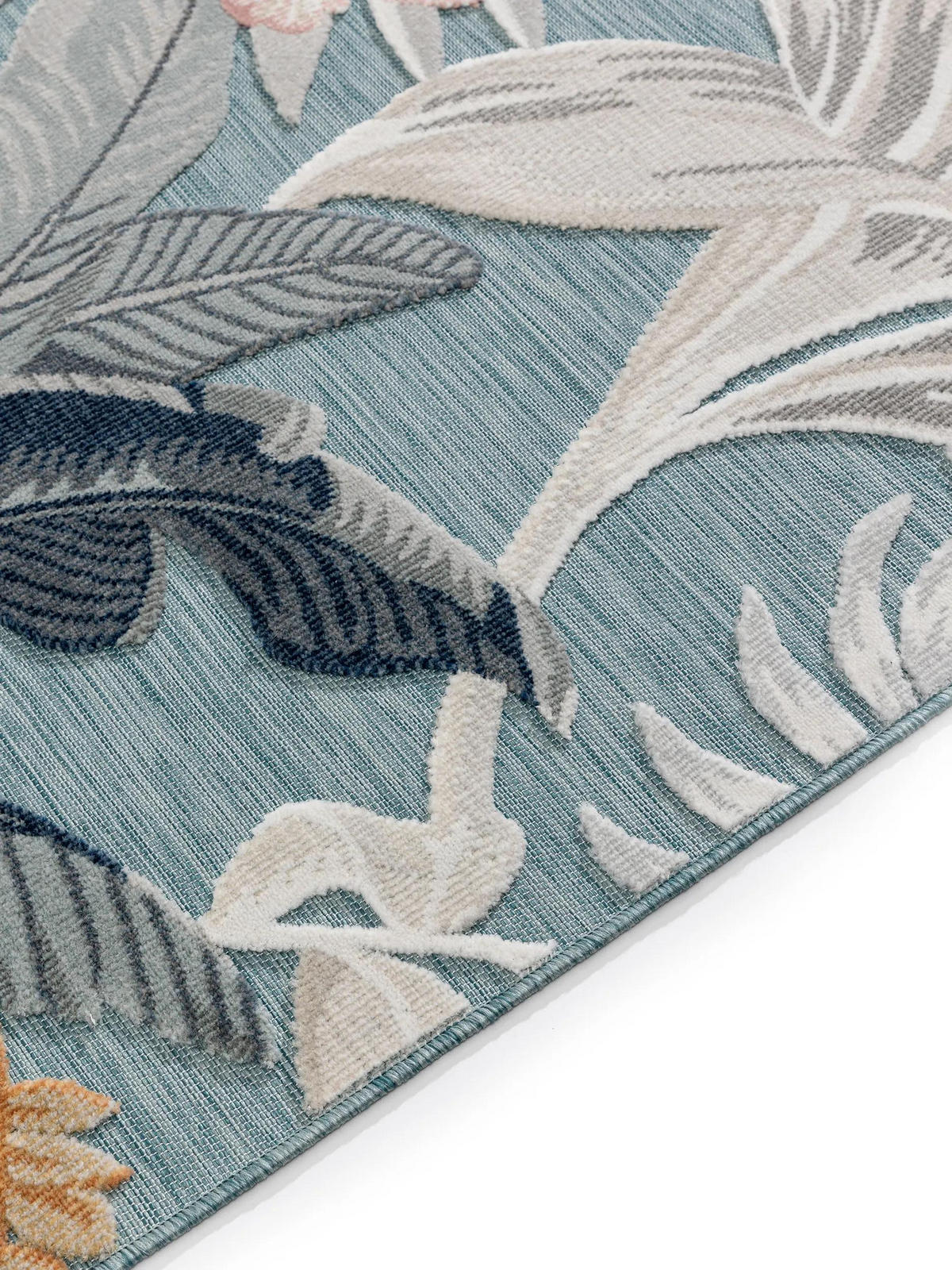 VNÚTORNÝ a vonkajší koberec Flora Viacfarebné 80x150 cm - svetlomodrá/krémová, plast (80/150cm) - benuta