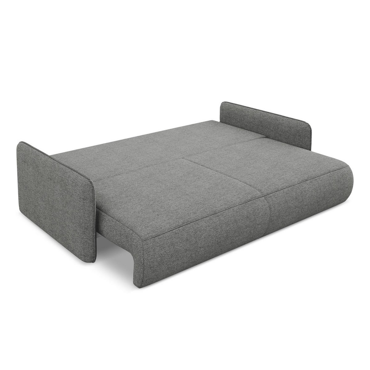 3-SITZER SOFA mit Schlaffunktion Chenille Stoff Grau - Schieferfarben/Schwarz, Kunststoff/Textil (216/86/105cm) - LaMiaSofa