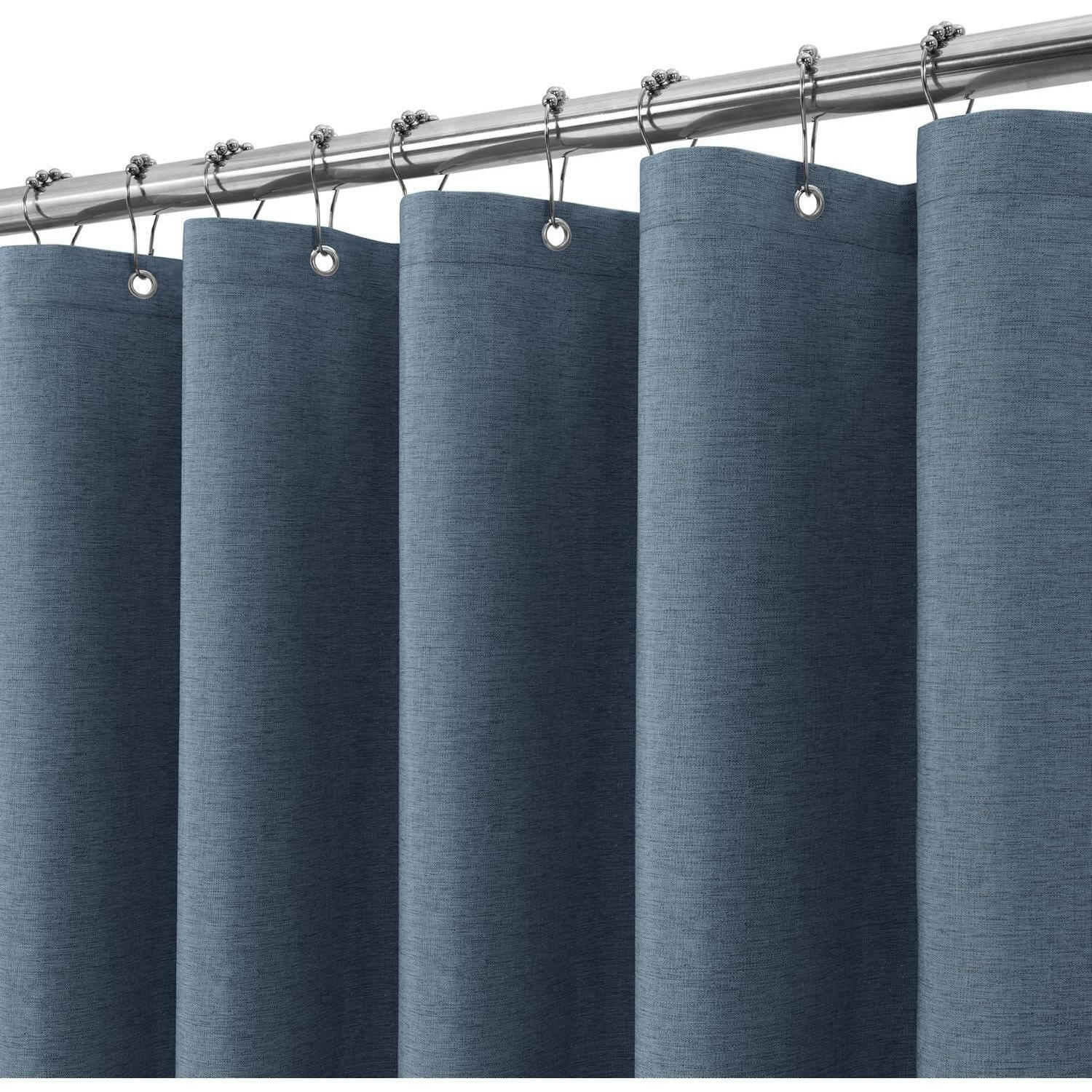 DUSCHVORHANG Leinen 182 x 214 cm Marineblau - Dunkelblau, Textil (182/214cm)