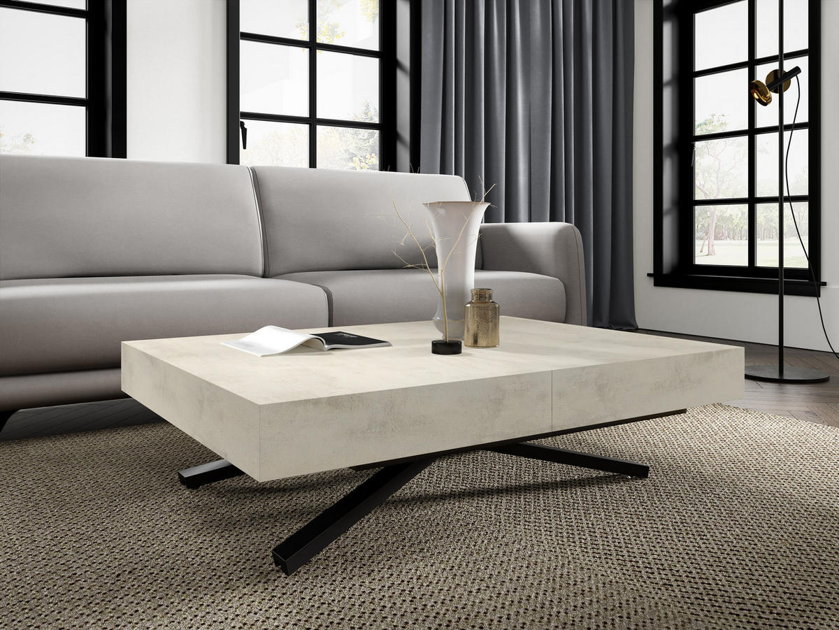 COUCHTISCH SANNA X - Creme/Schwarz, Holzwerkstoff/Metall (80/120/27cm) - Meblini