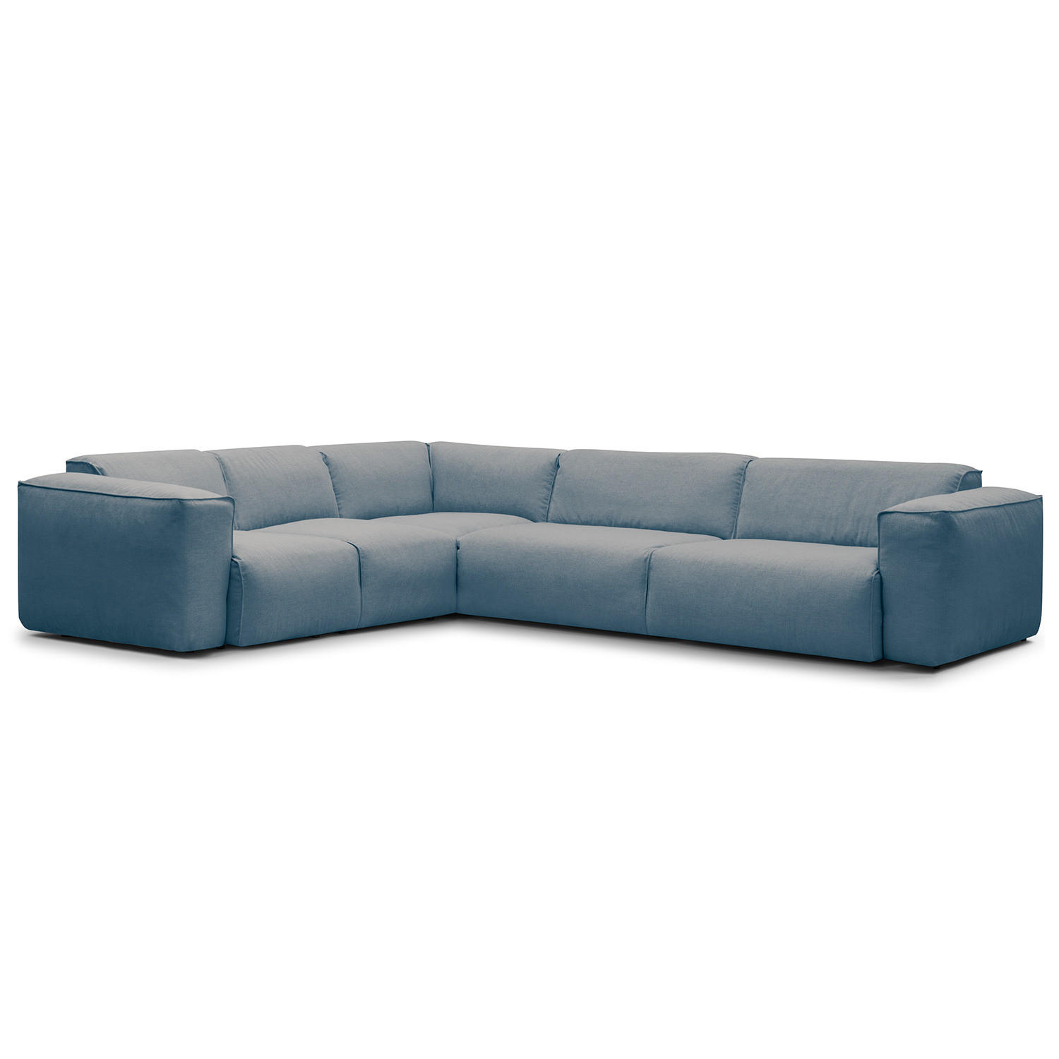 ECKSOFA mit Rundecke - Blaugrau/Schwarz, Kunststoff/Textil (325/260cm) - home24