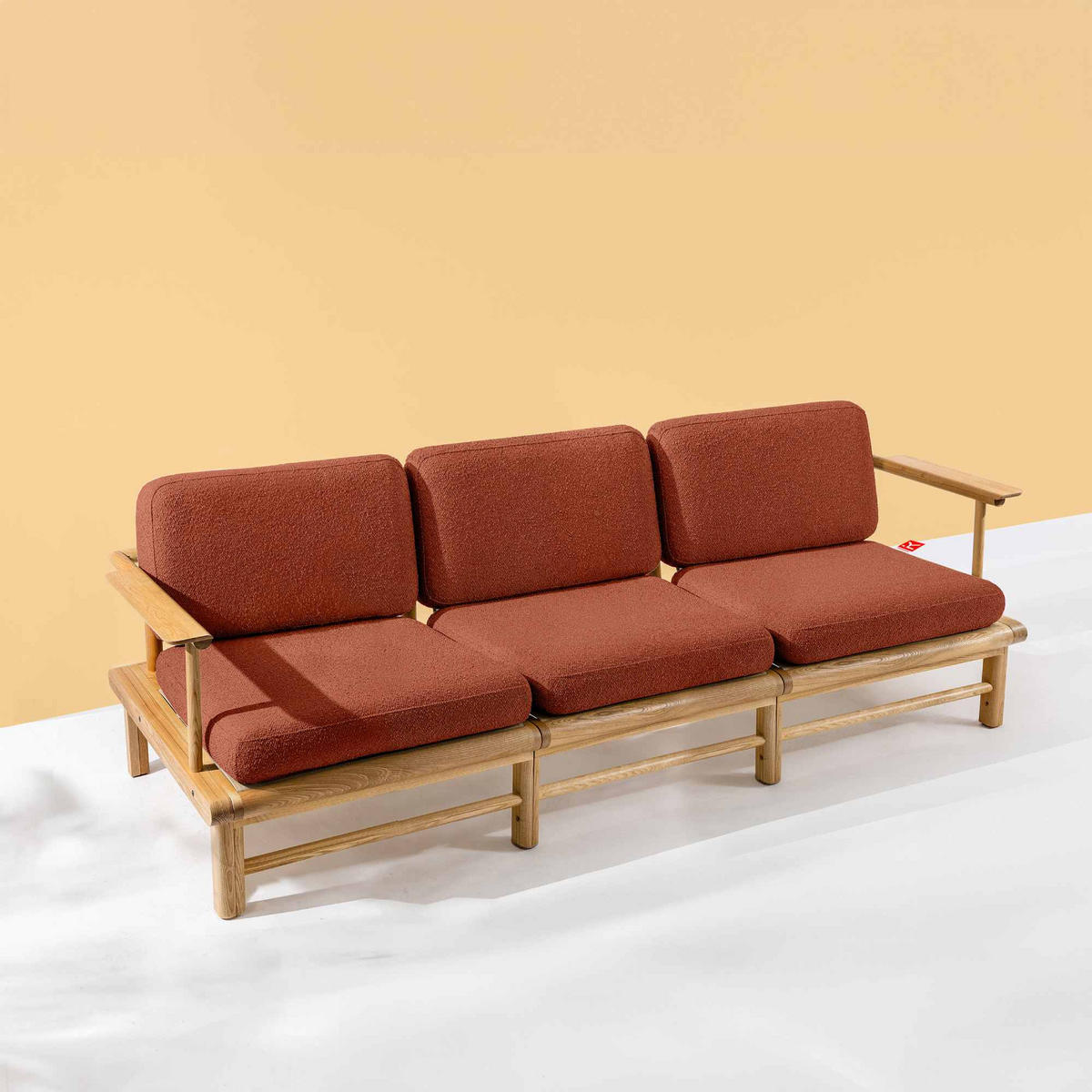 GARTENSOFA ATREDA 3-Sitzer - Orange, Holz/Textil (230/74/80cm) - KONSIMO®