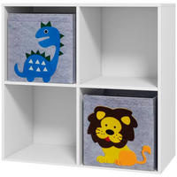 KINDERREGAL Bücherregal mit 2 Aufbewahrungsboxen für Kinderzimmer Weiß+Grau - Weiß, Holzwerkstoff (29.9/61.8/61.8cm) - ZONEKIZ