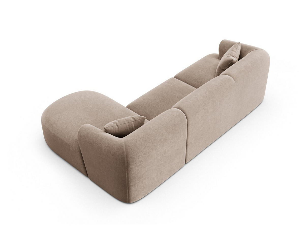 MODULARES-ECKSOFA rechts Campi aus Samt dunkelbeige 4 Sitzplätze - Mokka, Textil (156/256cm) - Cosmopolitan Design