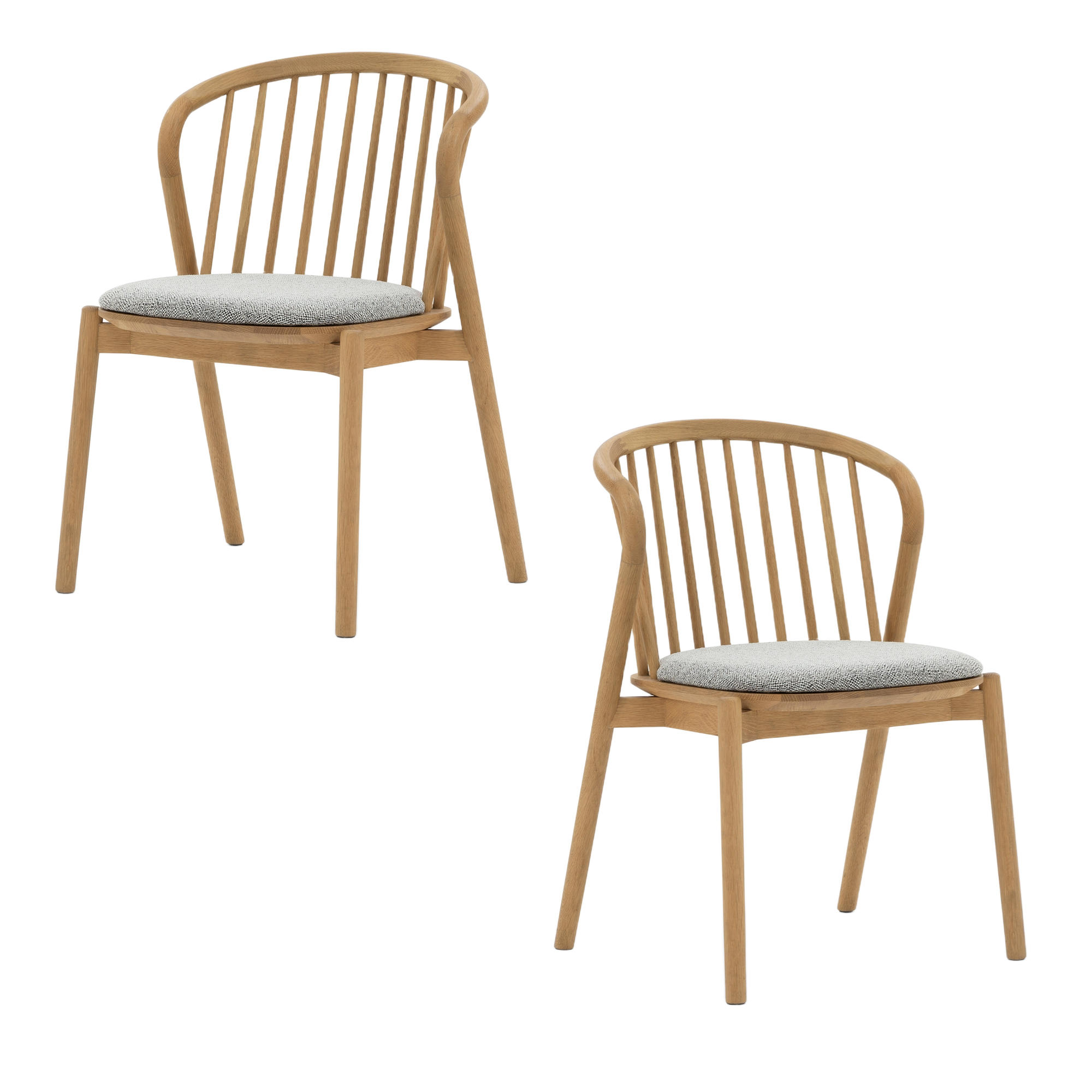 ESSZIMMERSTUHL Saga 2er Set, mit Sitzkissen, Natur Massiveiche - Grau, Holz (54/80/54cm) - WOODEK