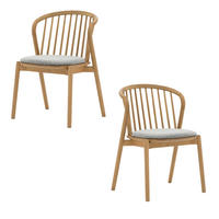 ESSZIMMERSTUHL Saga 2er Set, mit Sitzkissen, Natur Massiveiche - Grau, Holz (54/80/54cm) - WOODEK