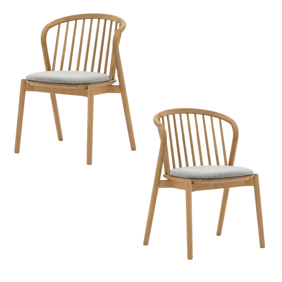 ESSZIMMERSTUHL Saga 2er Set, mit Sitzkissen, Natur Massiveiche - Grau, Holz (54/80/54cm) - WOODEK