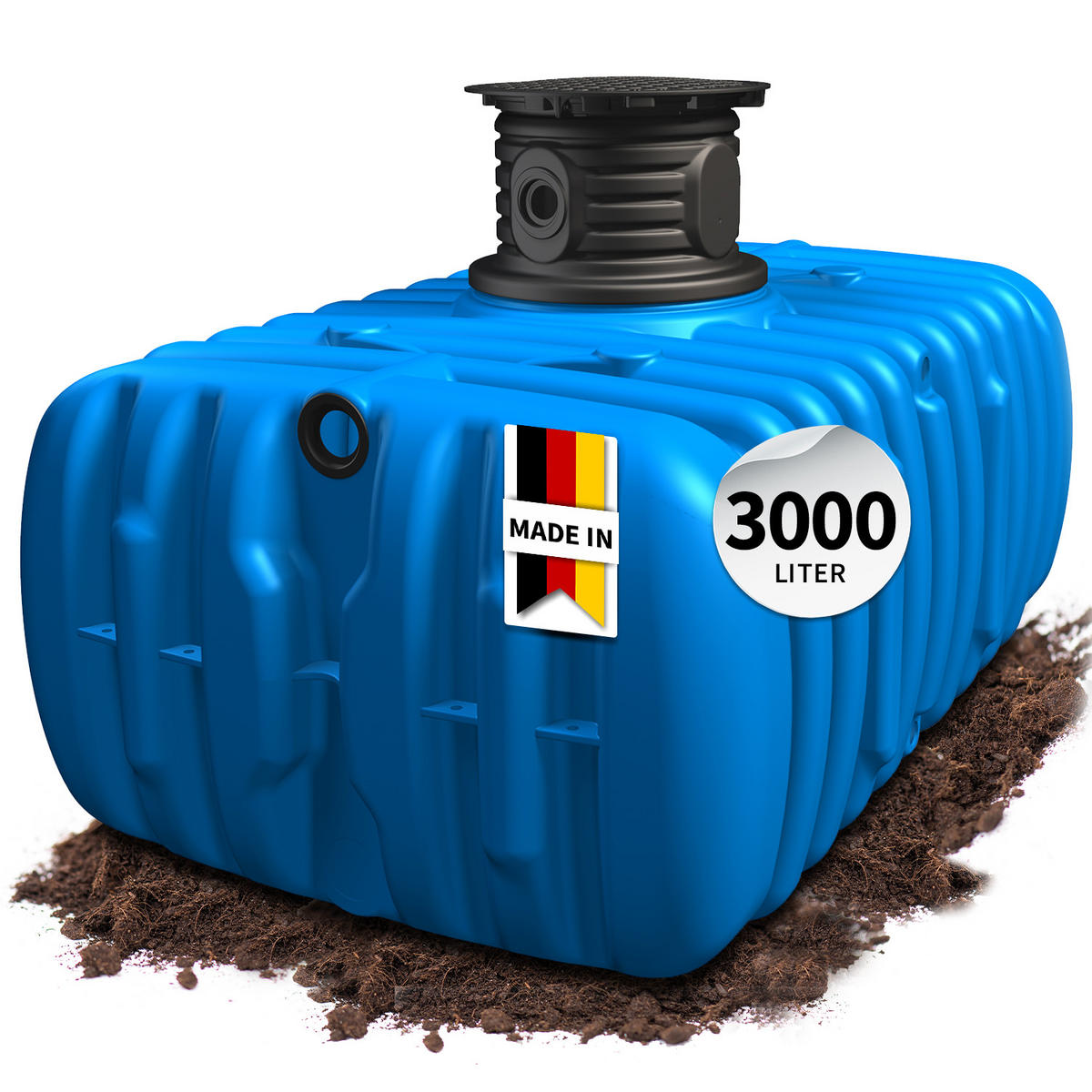 M Flachtank 3000 L inkl. Schachtverlängerung - Blau, Kunststoff (160/109/245cm) - 4rain