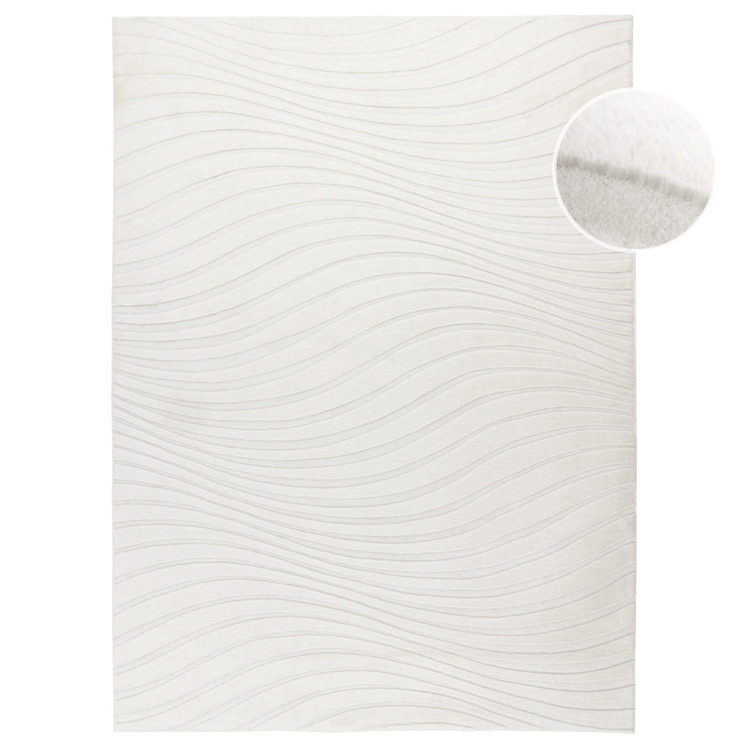 KURZFLOR-TEPPICH Waves 503 Weiß 160x230 cm - Weiß, Textil (160/230cm) - carpet city