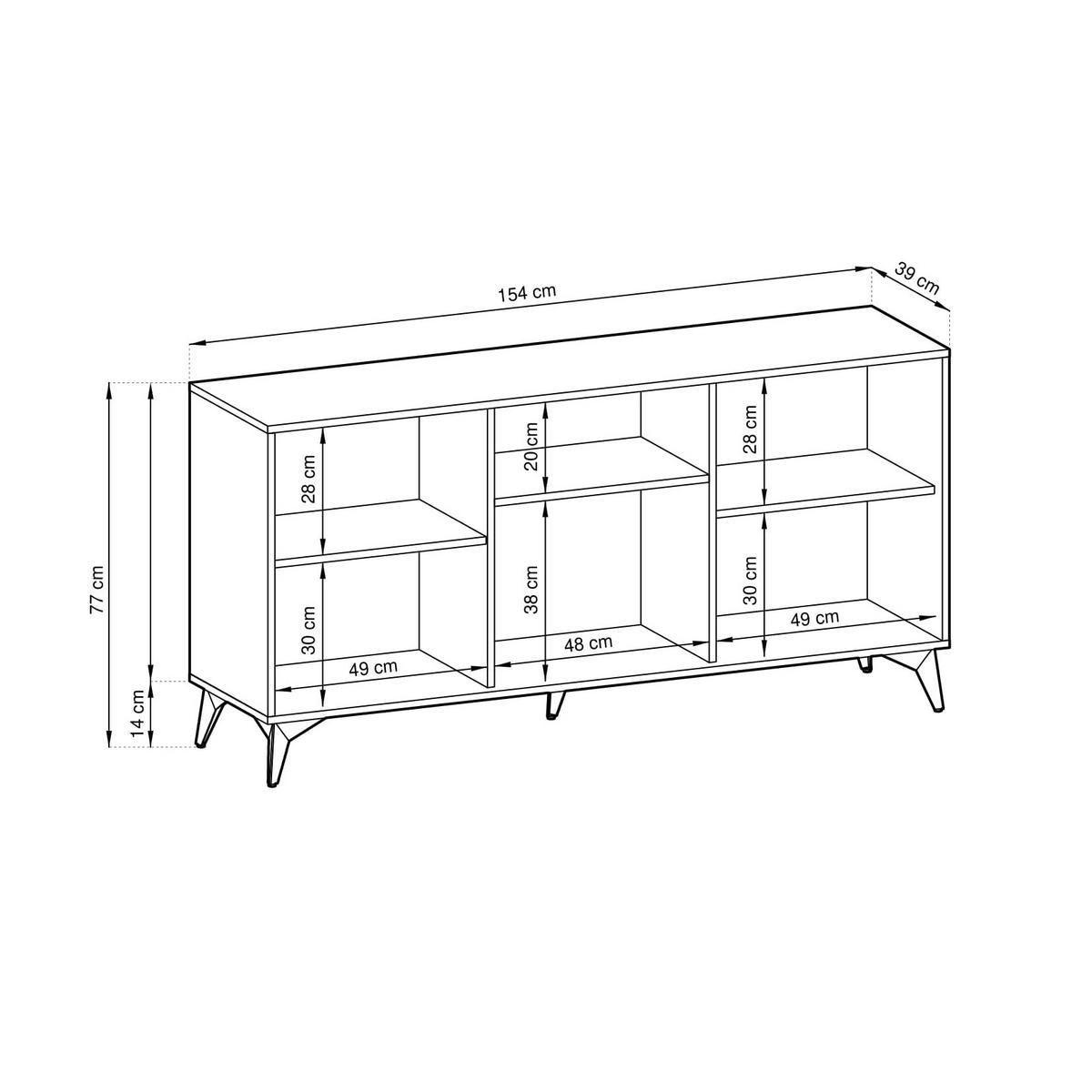 SIDEBOARD DIAMANTE 154/77/39 cm mit 3 Türen Schwarz - Schwarz/Eiche Artisan, Holzwerkstoff (154/77/39cm) - MASSENO