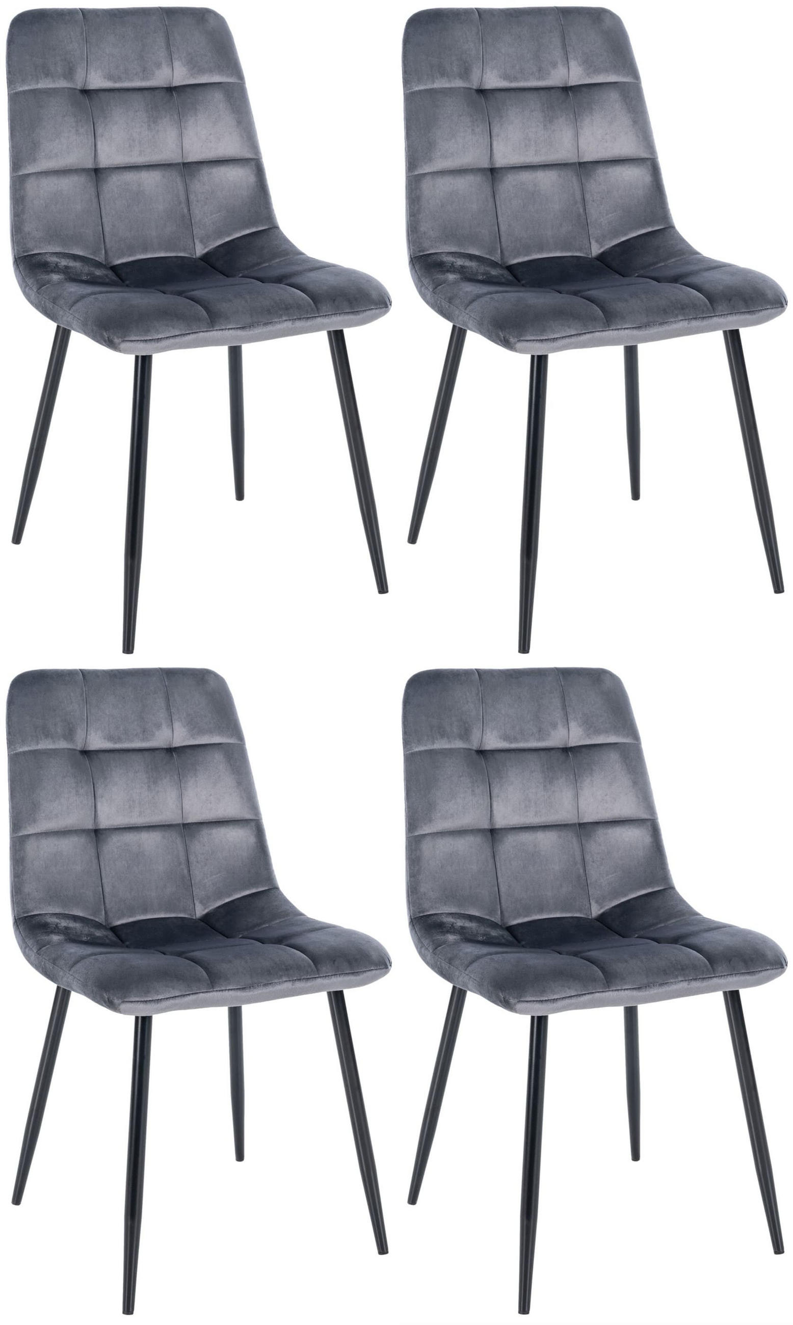 ESSZIMMERSTÜHLE 4er-Set VOUL Dunkelgrau Samt - Dunkelgrau, Textil/Metall (45/84/55cm) - DELUKE