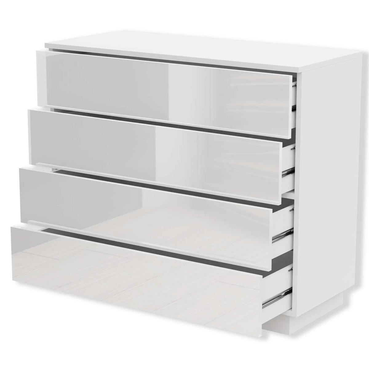 KOMMODE LINA mit Schubladen PUSH OPEN LED - Weiß, Holzwerkstoff (95/84.5/40.6cm) - Lookway