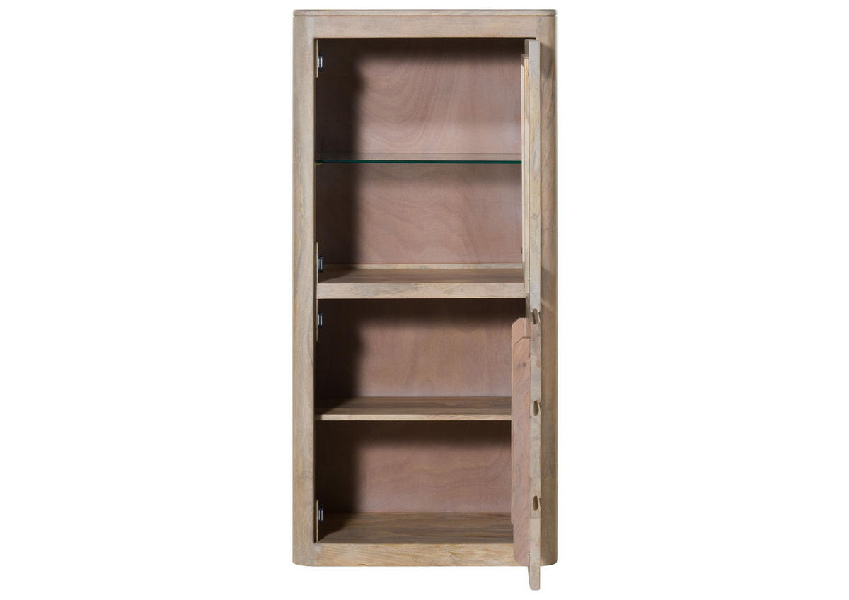 VITRINE Mango 70x40x145 weiß lackiert TORONTO #308 - Weiß, Holz (70/145/40cm) - Massivmoebel24