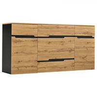 SIDEBOARD DE-37819 mit 2 Türen und 4 Schubladen Holzfarbe/Schwarz - Naturfarben, Holzwerkstoff (160/80/40cm) - ComfortXL