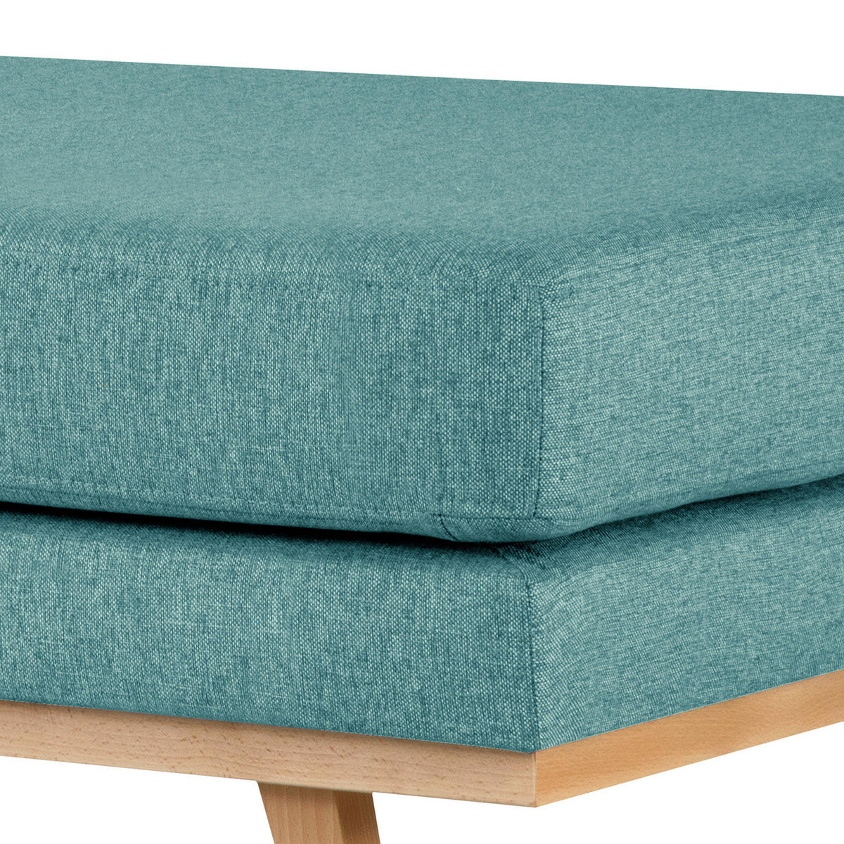 POLSTERHOCKER - Buchefarben/Petrol, Buchenholz/Textil (85/43/60cm) - home24