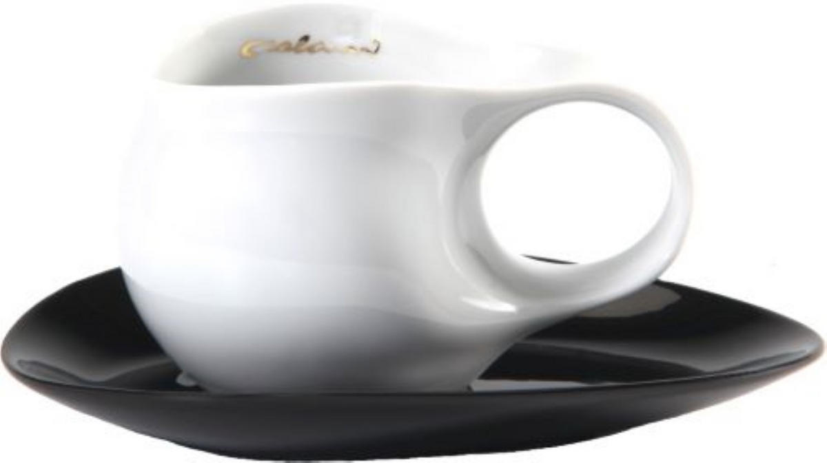 ESPRESSO Tasse mit Untertasse 2 tlg weiß / schwarz - Multicolor/Weiß, Keramik (0.1L) - Luigi Colani Porzellan