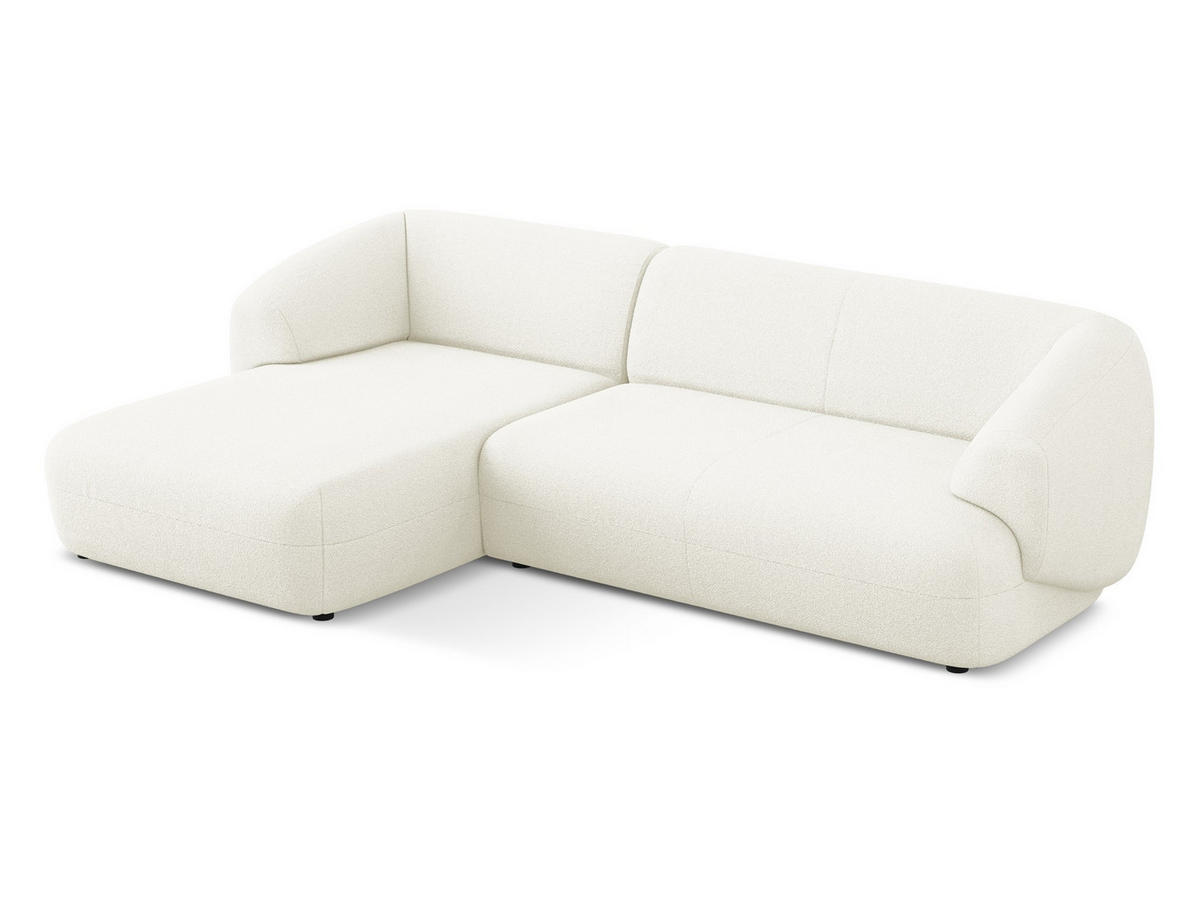 ECKSOFA Links Bouclé Stoff Weiß - Schwarz/Weiß, Kunststoff/Textil (156/280cm) - Makamii